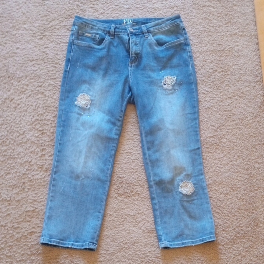 FDJ French Dressing Olivia Blue Jeans with floral accents